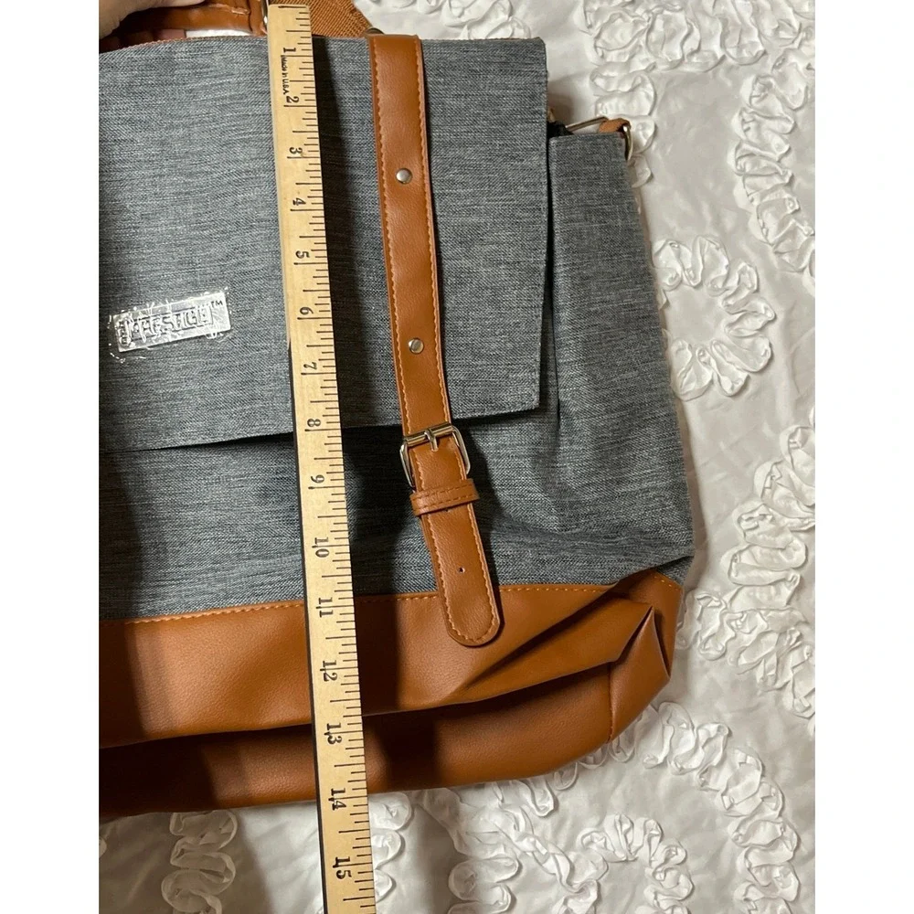 Prestige 20x13 Grey Messenger Bag Faux Leather Adjustable Strap Handles READ‎